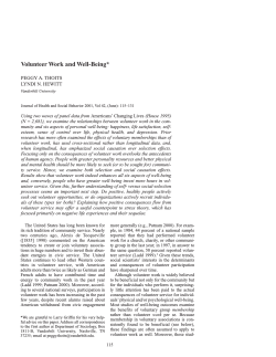 Volunteer Work and Well-Being* - American Sociological Association