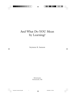 And What Do YOU Mean by Learning