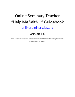 Online Seminary Teacher “Help Me With...” Guidebook