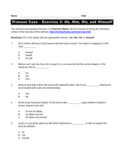 Pronoun Case – Exercise 3: He, Him, His, and