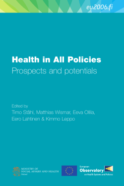 Health in All Policies Prospects and potentials