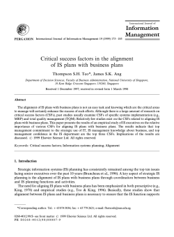 Critical success factors in the alignment of IS plans with business