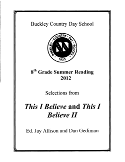 This I Believe, Part I, pdf - Buckley Country Day School