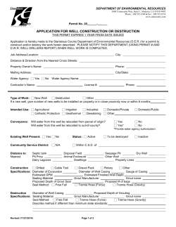 Application for Well Construction or Destruction