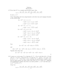 Solutions Homework 2 6.7 Prove that if V is a complex inner
