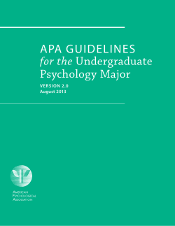 APA Guidelines for the Undergraduate Psychology Major