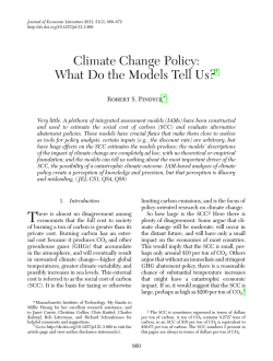 Climate Change Policy: What Do the Models Tell Us?†