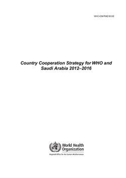 Country Cooperation Strategy for WHO and Saudi Arabia 2012–2016