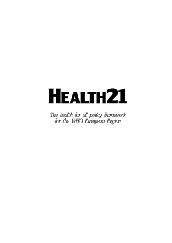 the health for all policy framework for the WHO European Region