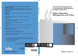 Higher Education Management and Policy – Volume 18, No. 2