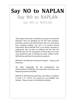 Say NO to NAPLAN - The University of Sydney