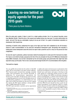 Leaving no-one behind: an equity agenda for the post