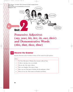 Unit2 Possessive Adjectives (my, your, his, her, its, our, their) and
