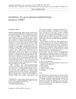 Guidelines for good pharmacoepidemiology practices (GPP)