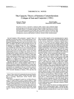 The Capacity Theory of Sentence Comprehension: Critique of Just