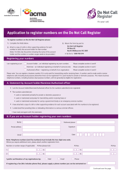 application form - Do Not Call Register