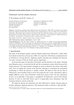 Chebotarëv and his density theorem P. Stevenhagen and H. W.