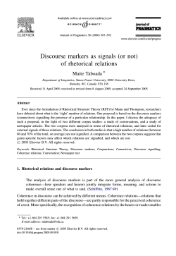 Discourse markers as signals (or not) of rhetorical relations