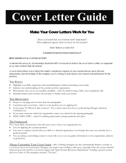 THE COVER LETTER - University of Manitoba