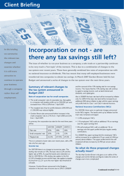News - Incorporation or not - are there any tax savings still left?