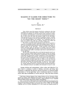 making it easier for directors to &ldquo;do the right thing&rdquo;?