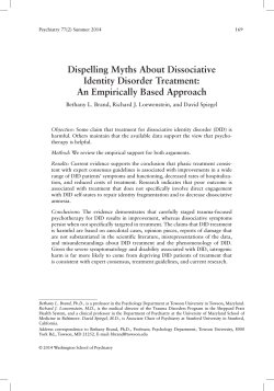Dispelling Myths About Dissociative Identity Disorder Treatment: An