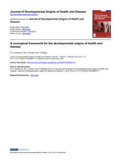 Journal of Developmental Origins of Health and Disease A