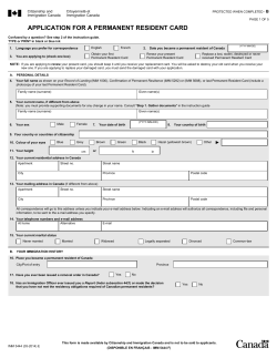 Application for a permanent Resident Card