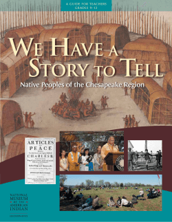 We Have a Story to Tell: Native Peoples of the Chesapeake Region
