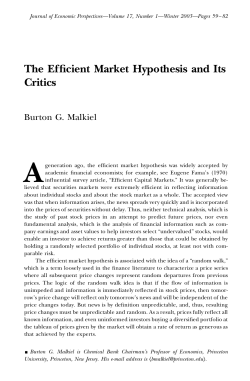 Malkiel: The Efficient Market Hypothesis and Its Critics