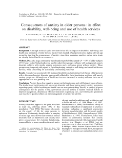Consequences of anxiety in older persons: its effect on disability