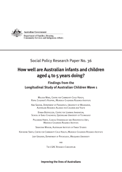 How well are Australian infants and children aged 4 to 5 years doing?