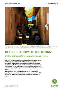 In the Shadow of the Storm:Getting the recovery right one year after