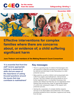Effective interventions for complex families where there are