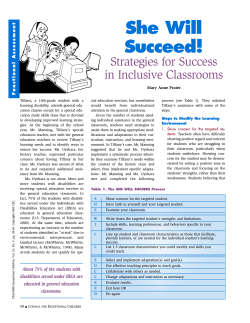 She Will Succeed! Strategies for Success in Inclusive Classrooms