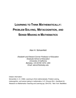 learning to think mathematically