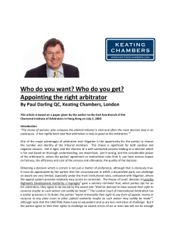 Who do you want? Who do you get? Appointing the right arbitrator