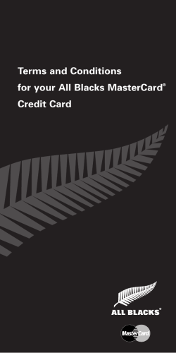 Terms and Conditions for your All Blacks MasterCard® Credit