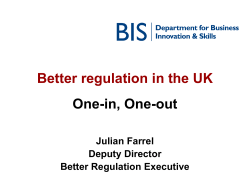 Better regulation in the UK One-in, One-out