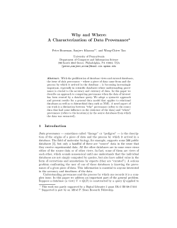 Why and Where: A Characterization of Data Provenance*