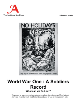 World War One : A Soldiers Record
