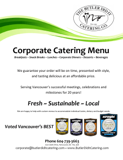 Corporate Catering Menu - The Butler Did It Catering