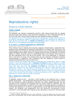 Factsheet – Reproductive rights - European Court of Human Rights