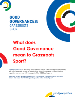 What does Good Governance mean to Grassroots Sport?