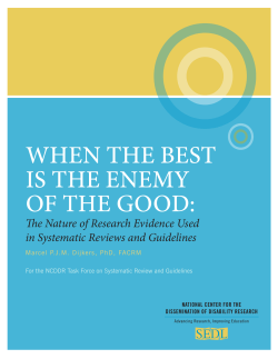when the best is the enemy of the good