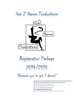 Got 2 Dance Productions Registration Package 2014/2015