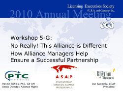 Workshop 5-G: No Really! This Alliance is Different How Alliance