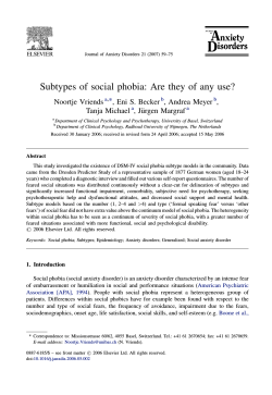 Subtypes of social phobia: Are they of any use?