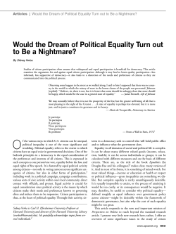 Would the Dream of Political Equality Turn out to Be a Nightmare?
