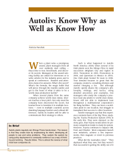 Autoliv: Know Why as Well as Know How